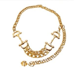 Vintage Horsebit belt chunky gold equestrian chain GAY BOYER New York signed